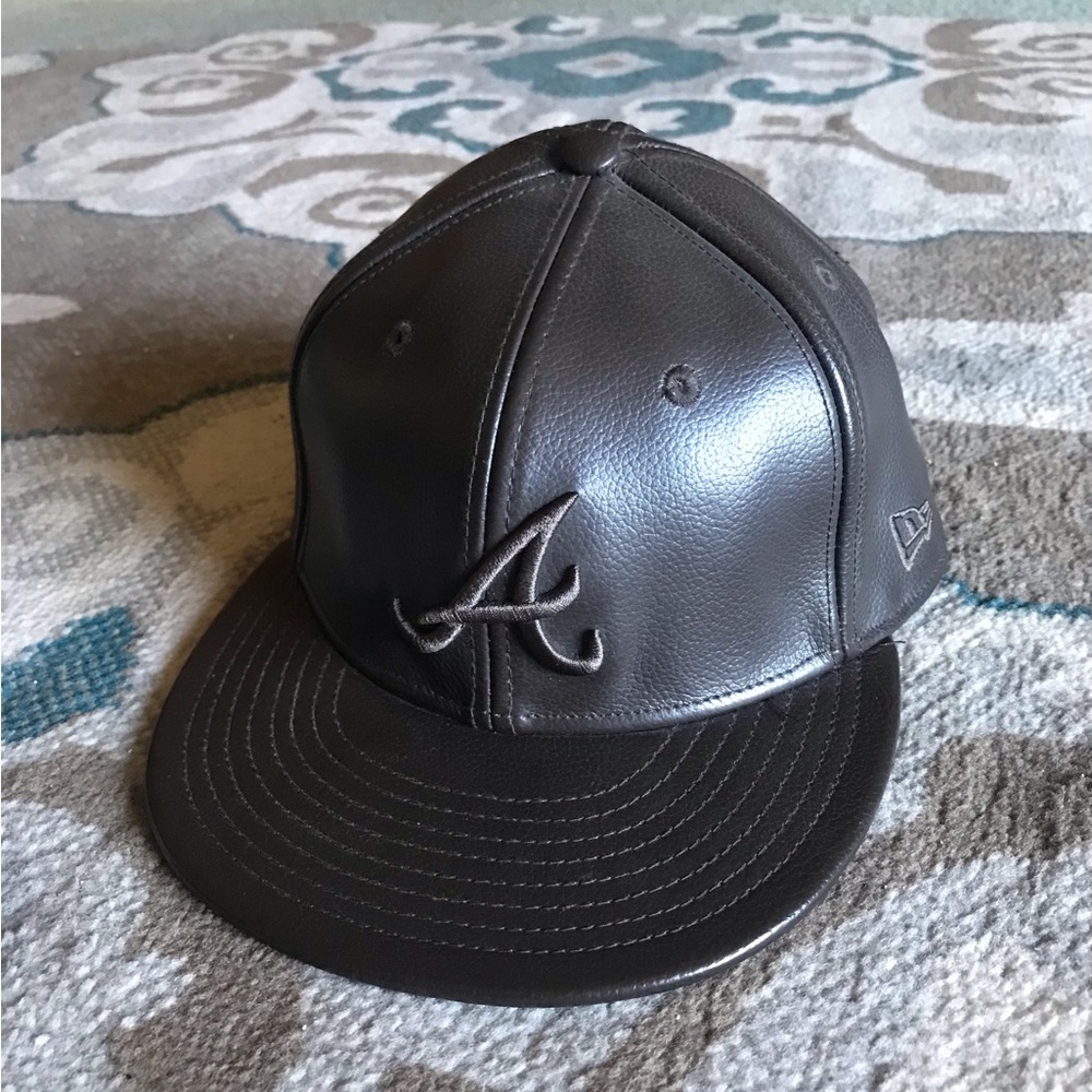 New Era Atlanta Braves Leather Fitted Hat - Brown 7 1/2
